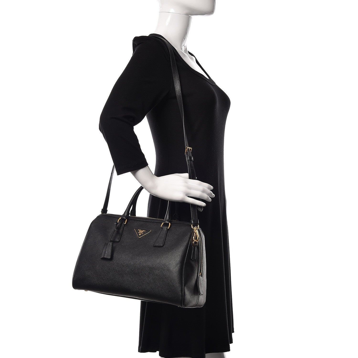 Prada Saffiano Lux Bowler Black 2 of 10