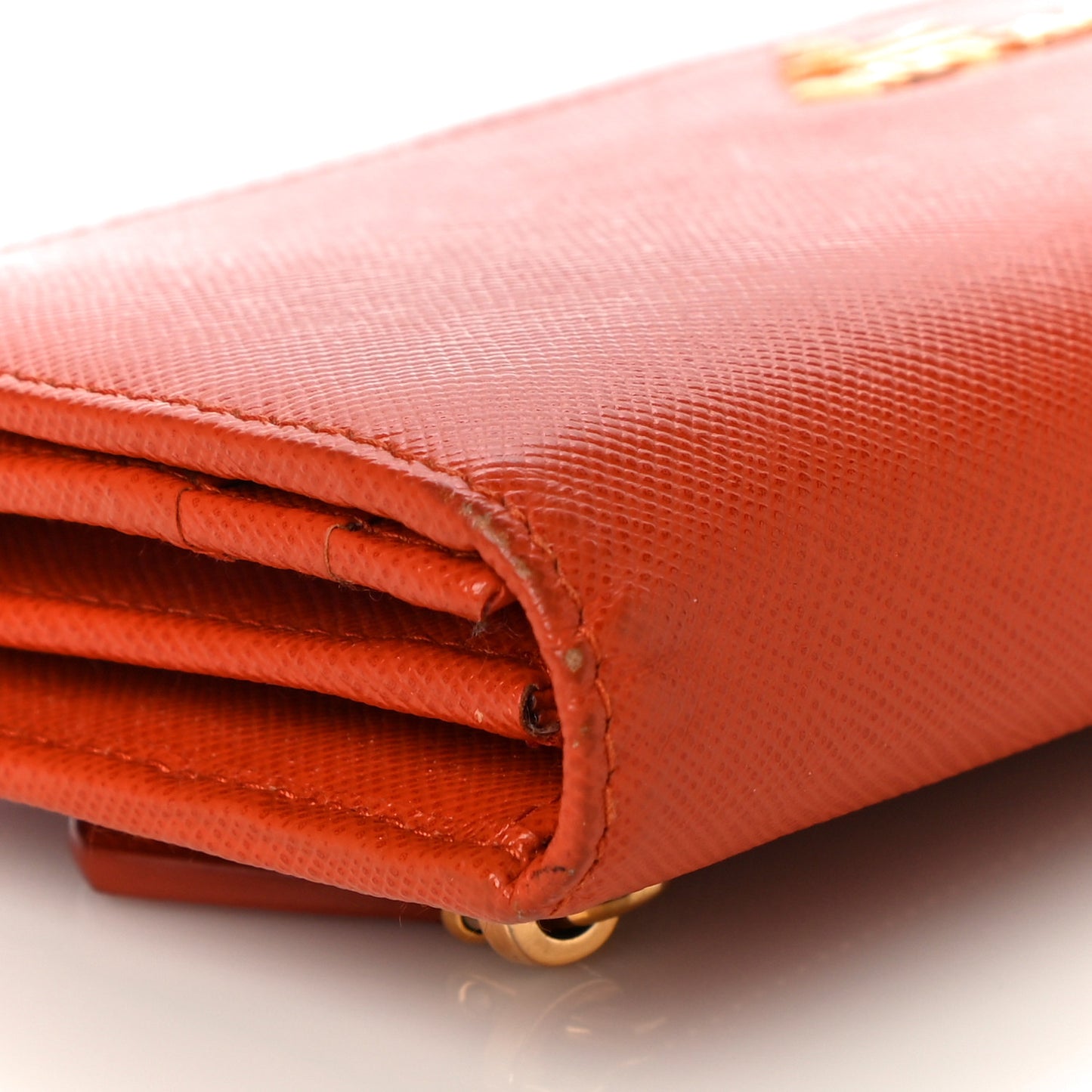 Saffiano Metal Continental Flap Wallet Papaya