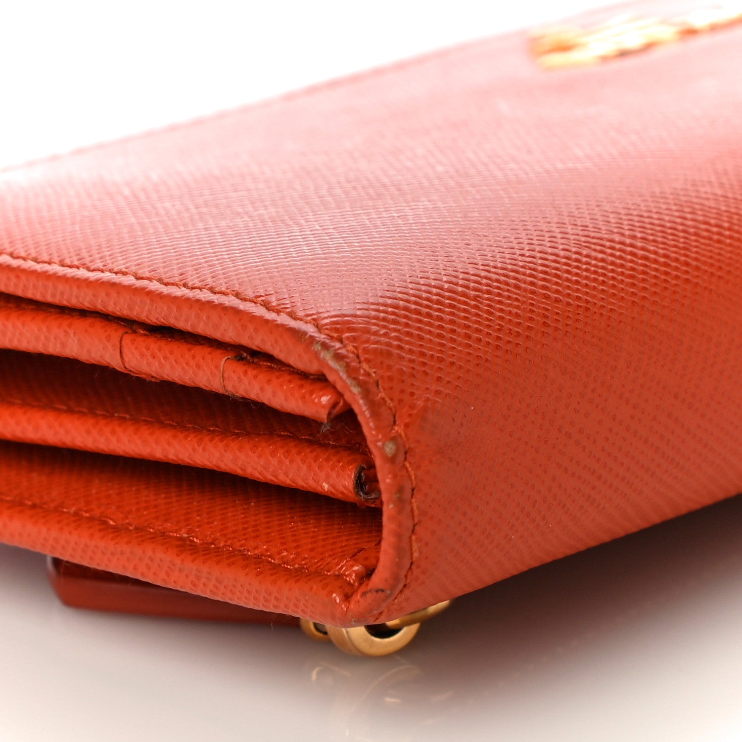 Prada Saffiano Metal Continental Flap Wallet Papaya 12 of 14