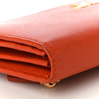 Prada Saffiano Metal Continental Flap Wallet Papaya 12 of 14