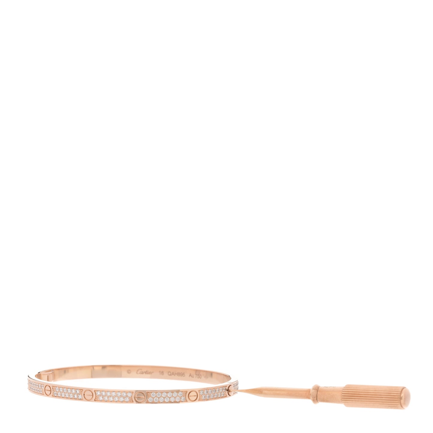 18K Pink Gold Diamond Small LOVE Paved Bracelet 16
