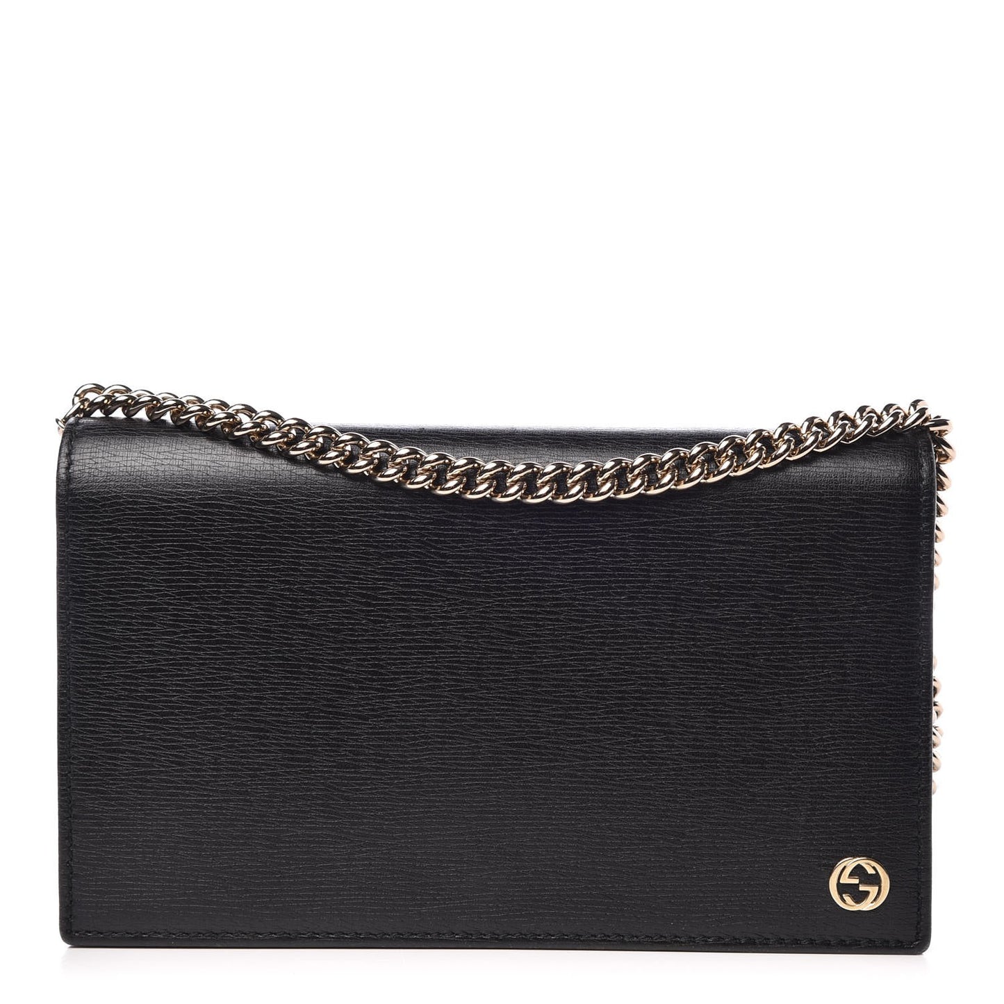 Textured Calfskin Medium Betty Chain Wallet Black