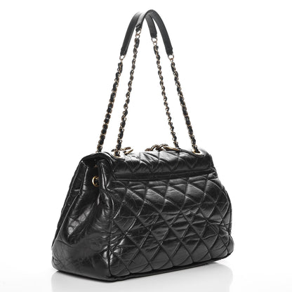 Chanel Aged Calfskin Quilted Large Pondichery Flap Black 3 of 11