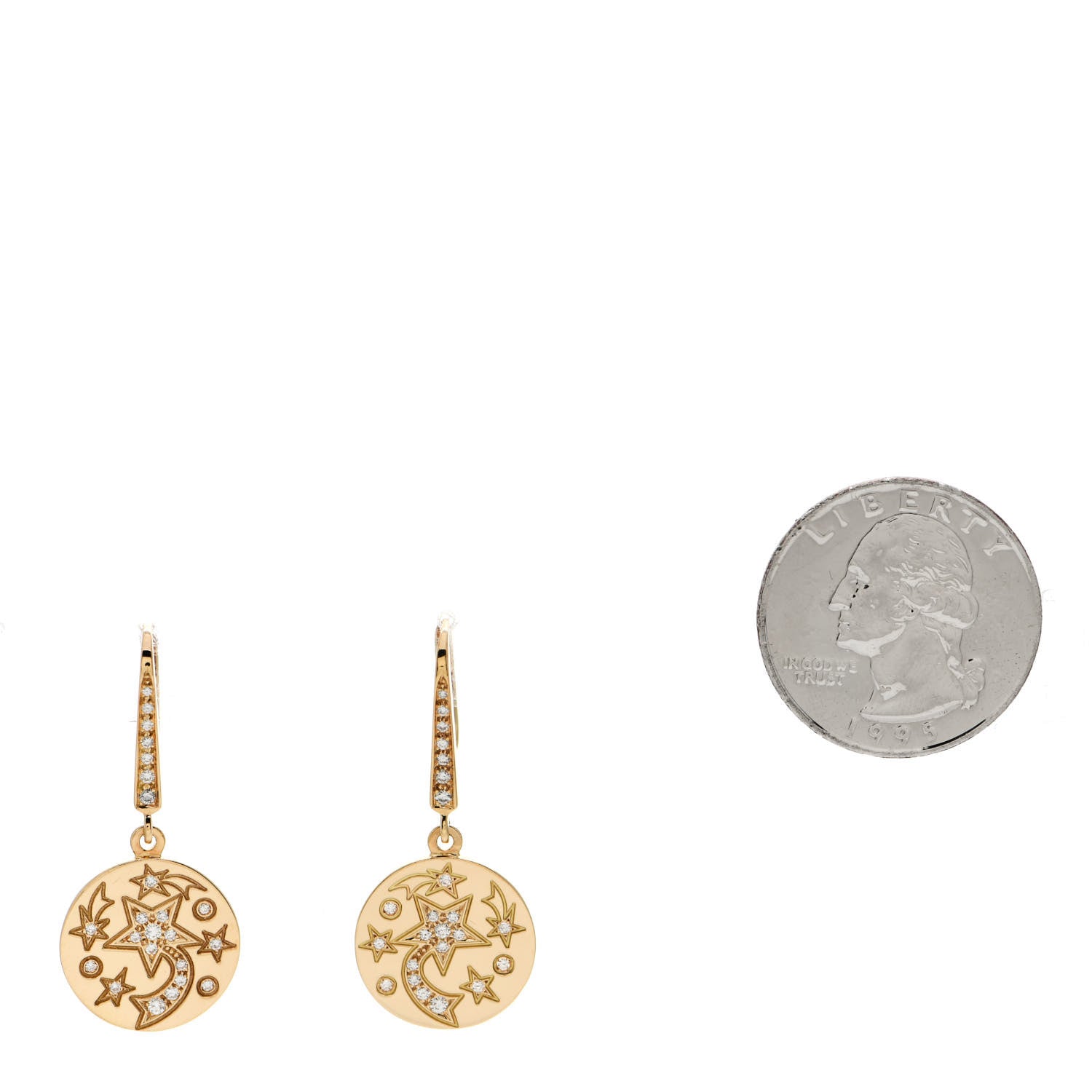 Chanel 18K Yellow Gold Diamond Comete Disc Earrings 2 of 5