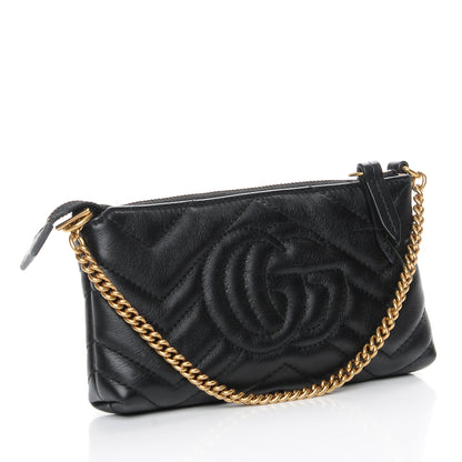 Gucci Calfskin Matelasse Mini GG Marmont Chain Bag Black 3 of 8