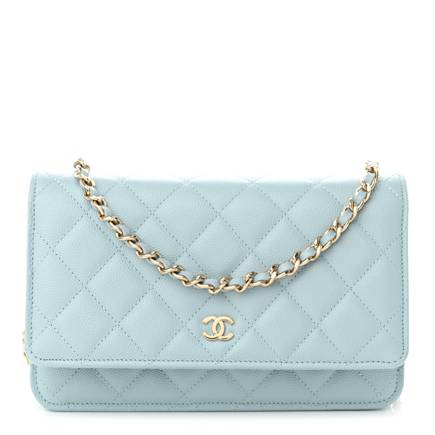 Chanel Caviar Quilted Wallet on Chain WOC Light Blue 1 of 12
