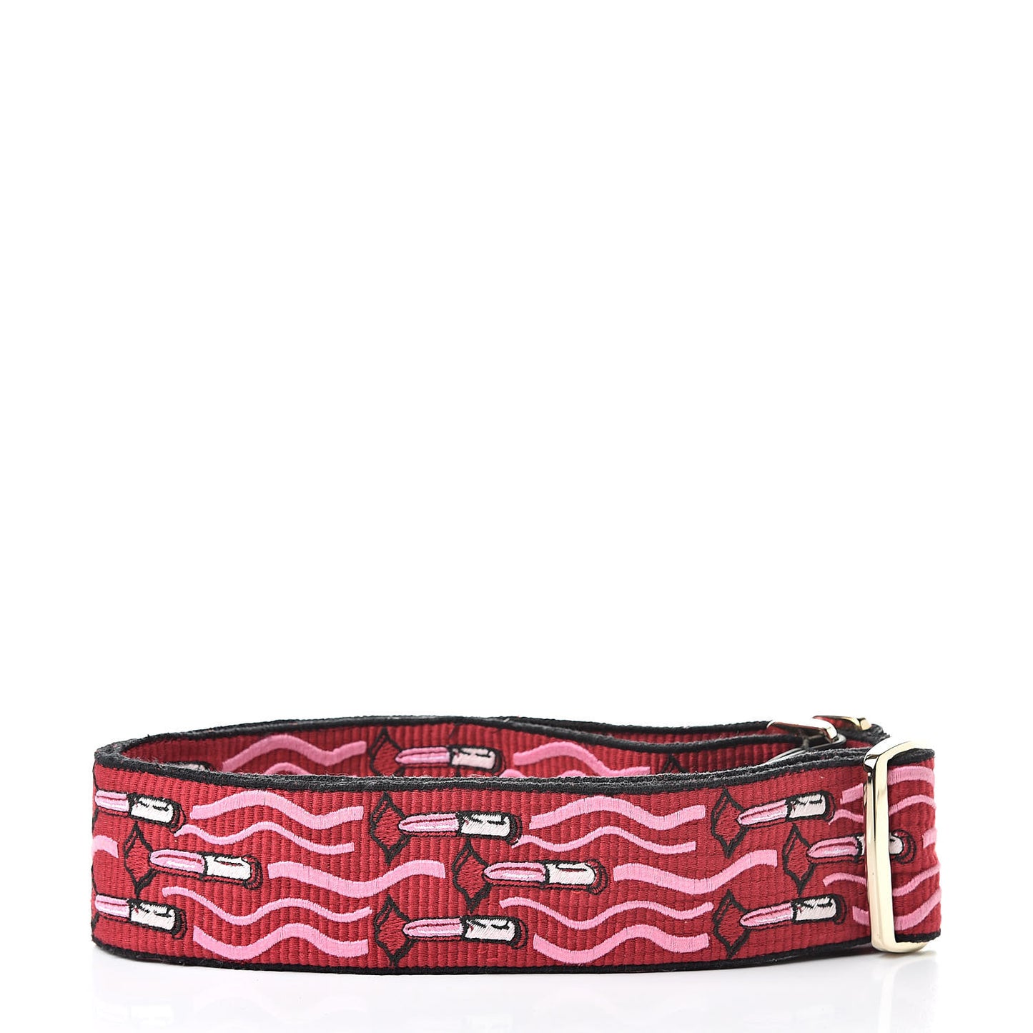 Canvas Lipstick Embroidered Rockstud Guitar Strap Multicolor