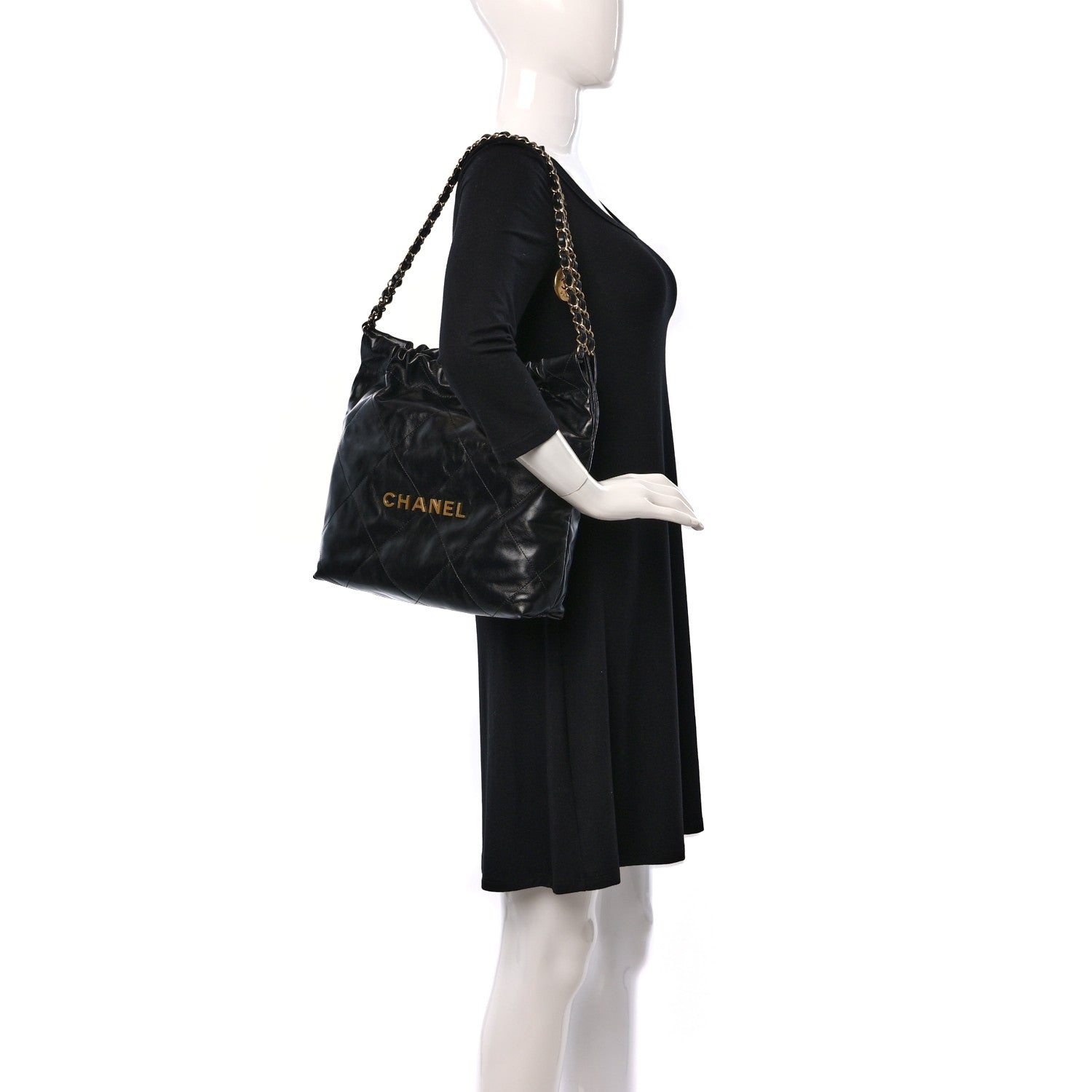 Chanel Shiny Calfskin Quilted Small Chanel 22 Black 2 of 11