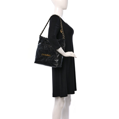 Chanel Shiny Calfskin Quilted Small Chanel 22 Black 2 of 11