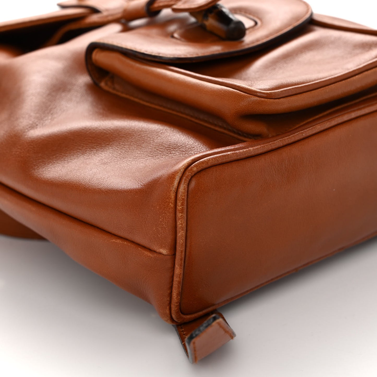 Calfskin Bamboo Mini Backpack Brown