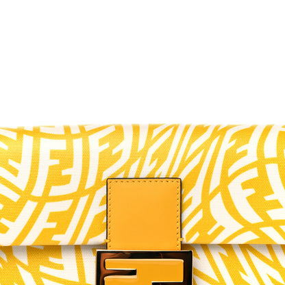 Fendi X SARAH COLEMAN Glazed Canvas Vitello King FF Vertigo Baguette 1997 Mimosa White 8 of 10