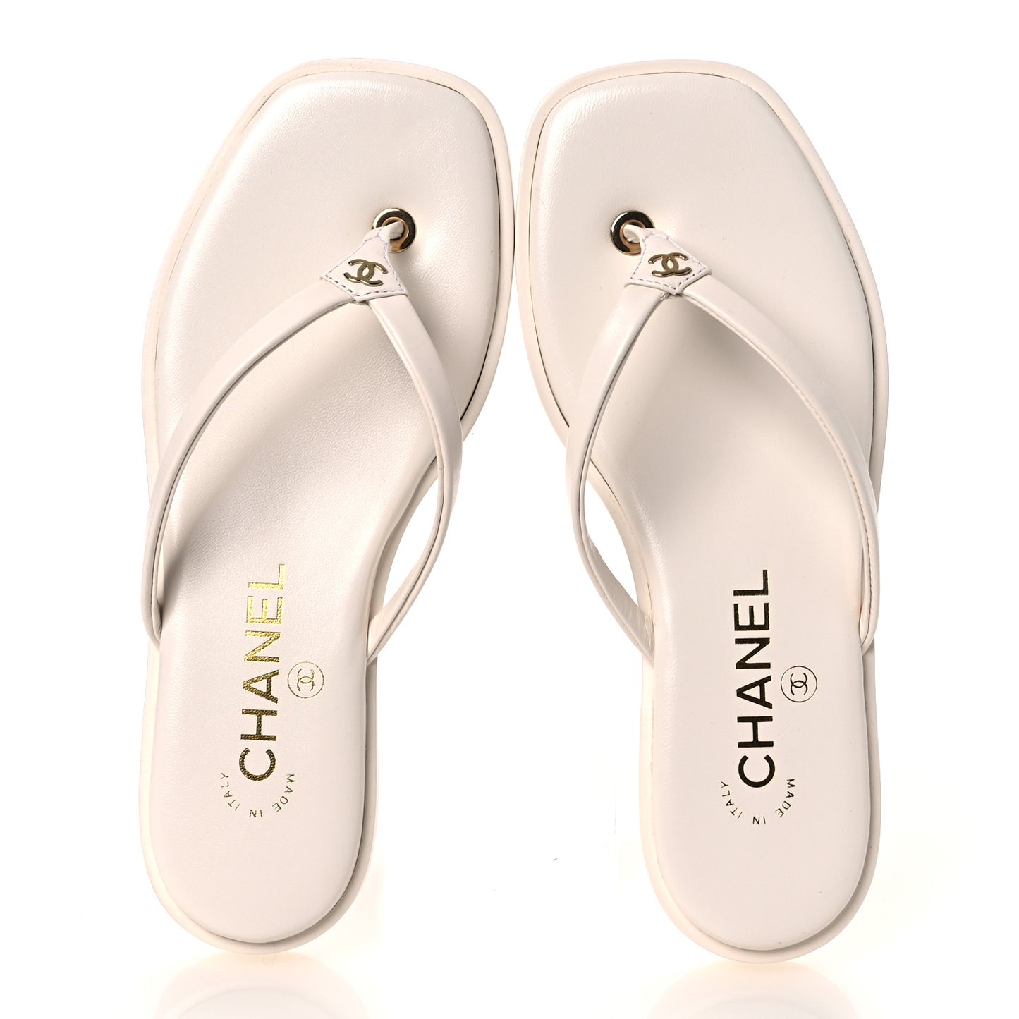 Goatskin CC Times Square Thong Sandals 35 White