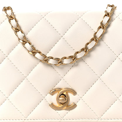 Chanel Lambskin Quilted CC Pearl Crush Wallet on Chain WOC White 9 of 14