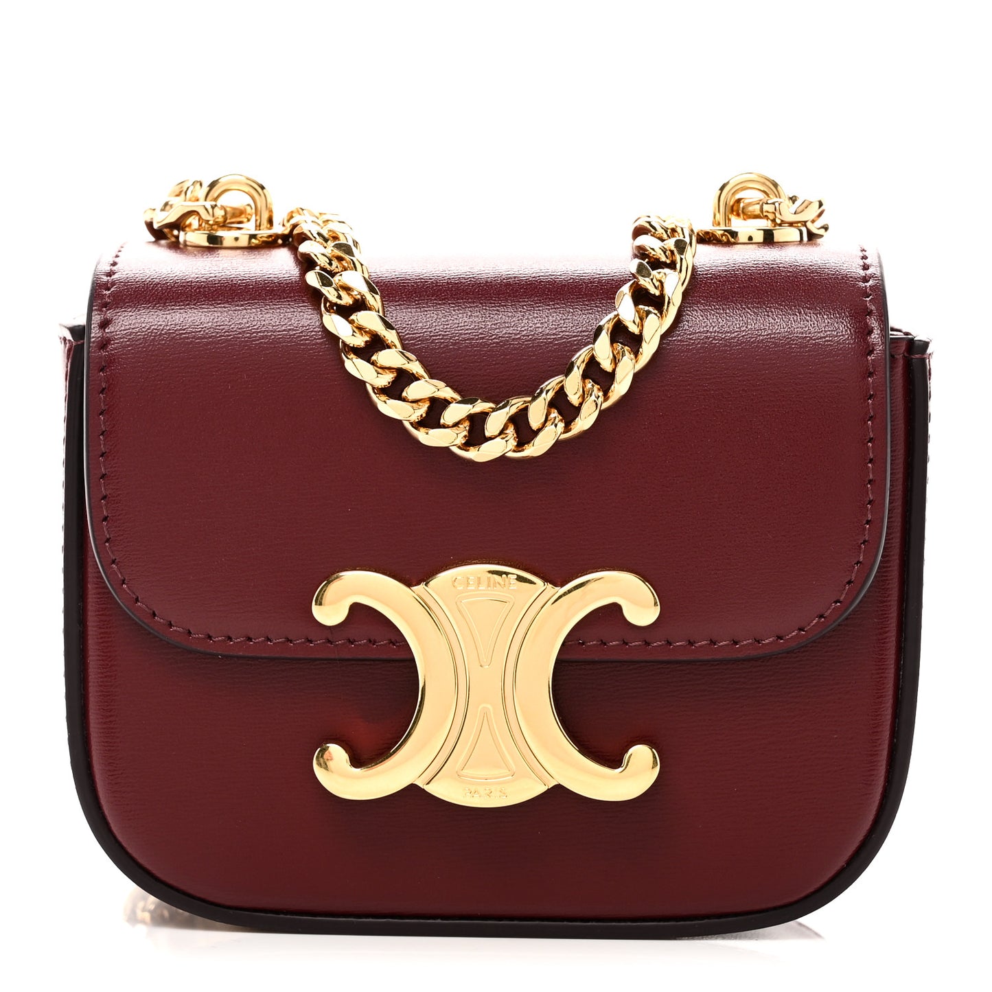 Shiny Calfskin Mini Chain Claude Burgundy