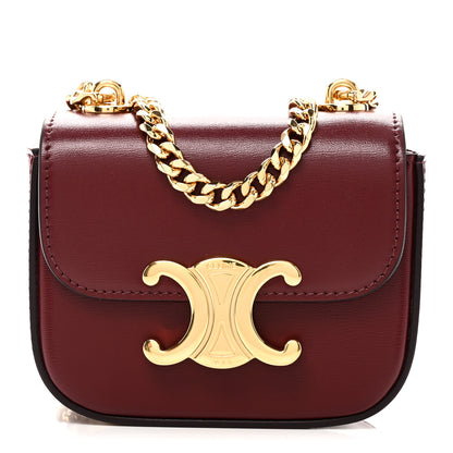 Celine Shiny Calfskin Mini Chain Claude Burgundy 1 of 10