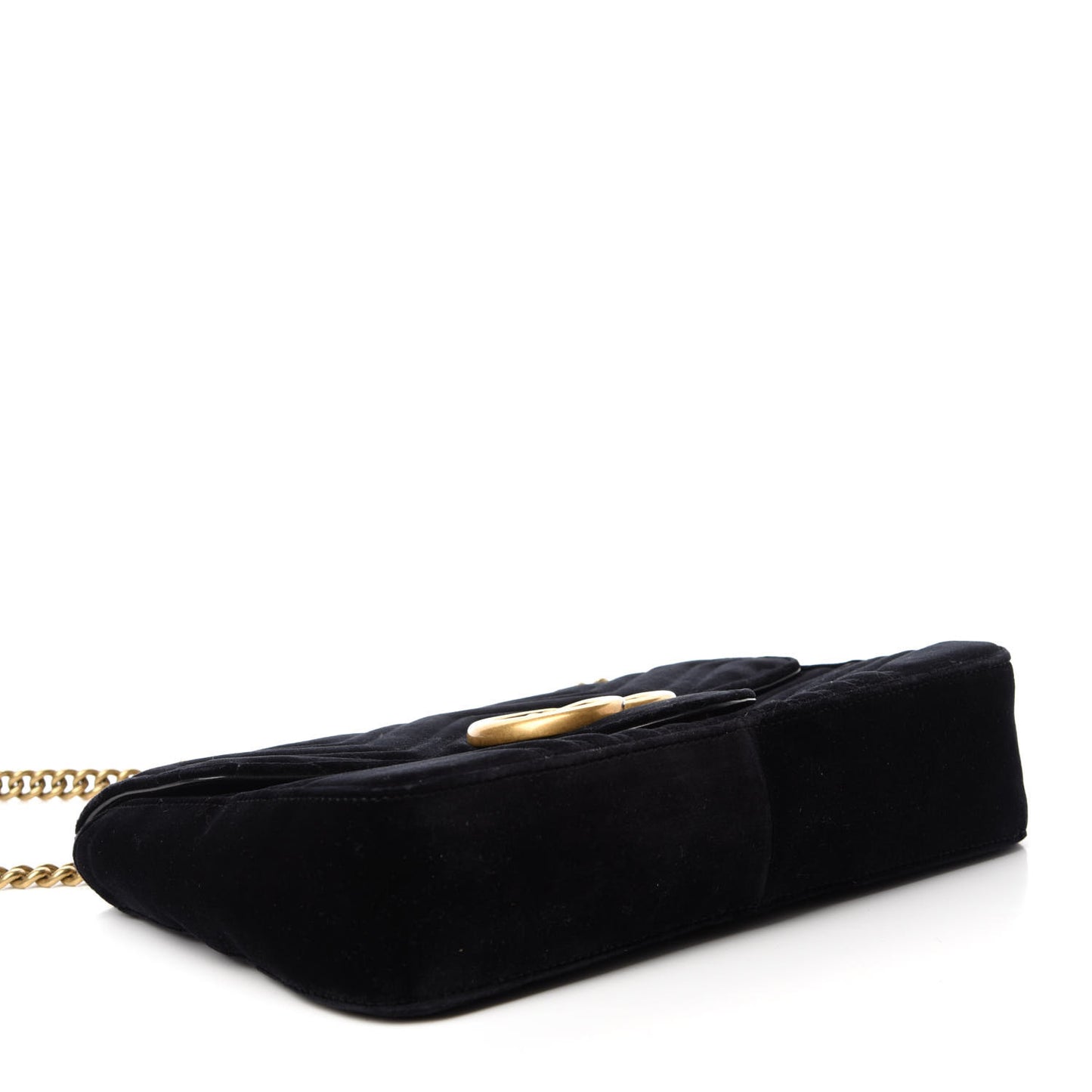 Velvet Matelasse Medium GG Marmont Shoulder Bag Black