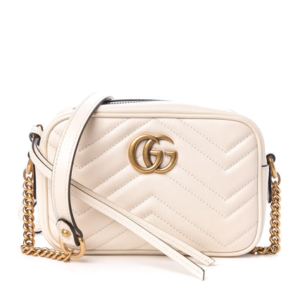 Gucci Calfskin Matelasse Mini GG Marmont Chain Shoulder Bag White 1 of 7