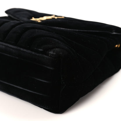 Saint Laurent Velvet Y Quilted Monogram Small Loulou Chain Satchel Black 9 of 9