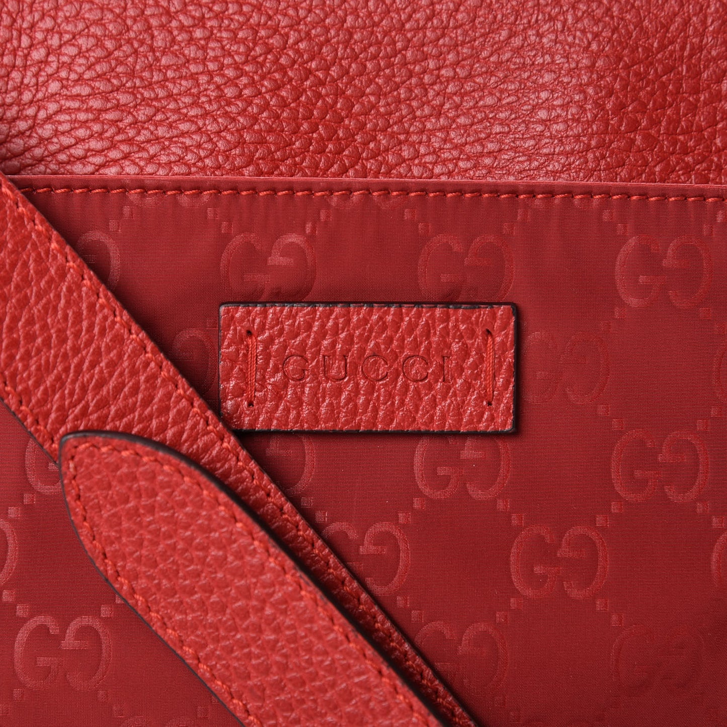 Nylon Monogram Dollar Calfskin Flat Messenger Bag Vibrant Red