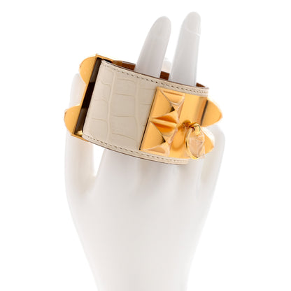 Hermes Matte Alligator Collier de Chien CDC Bracelet T1 Nata 2 of 8