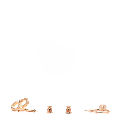 Christian Dior Pearl Crystal Petit CD Hoop Drop Earrings Rose Gold 3 of 5