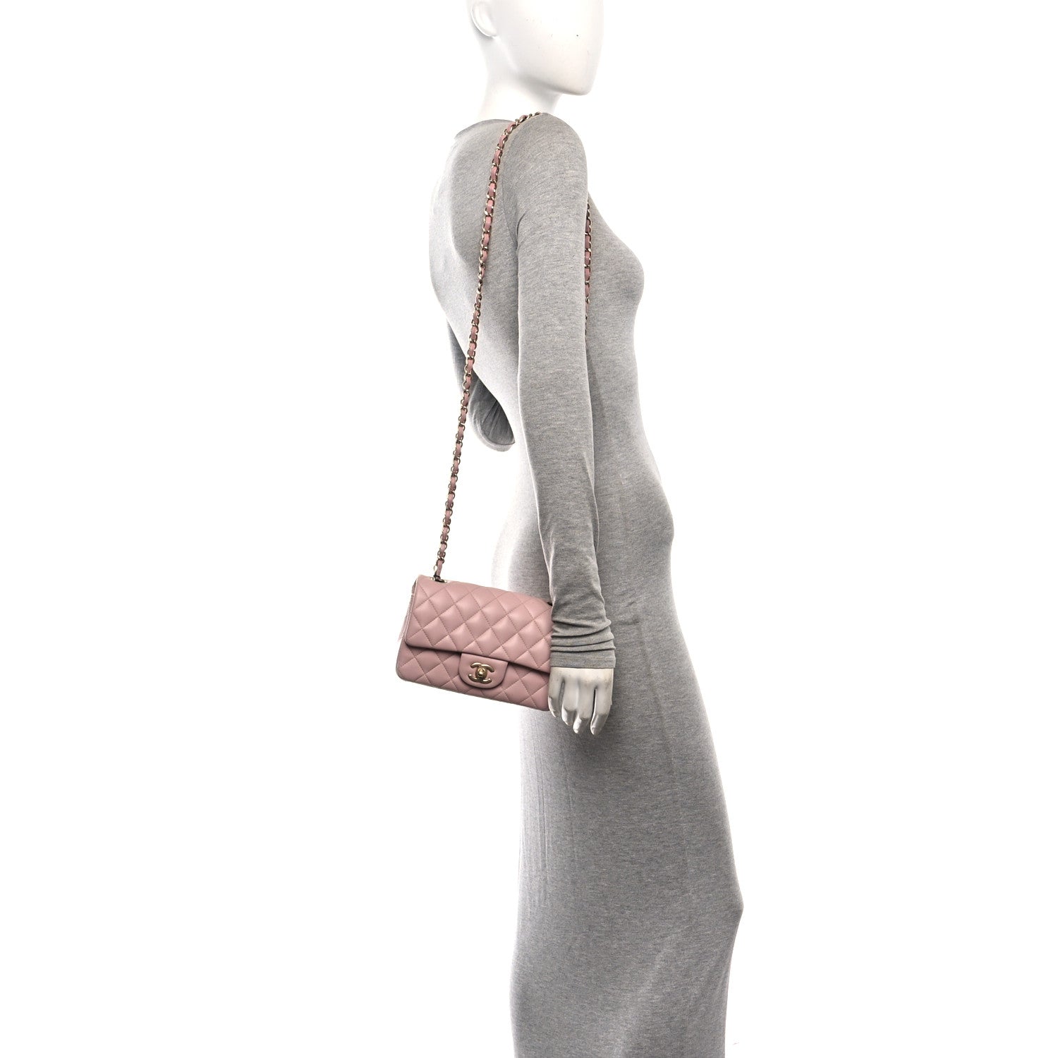 Chanel Lambskin Quilted Mini Rectangular Flap Light Pink 2 of 11