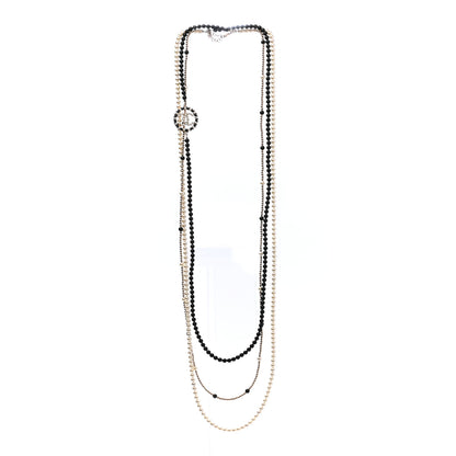 Chanel Pearl Resin Beaded CC Long Necklace Black Gold 3 of 7
