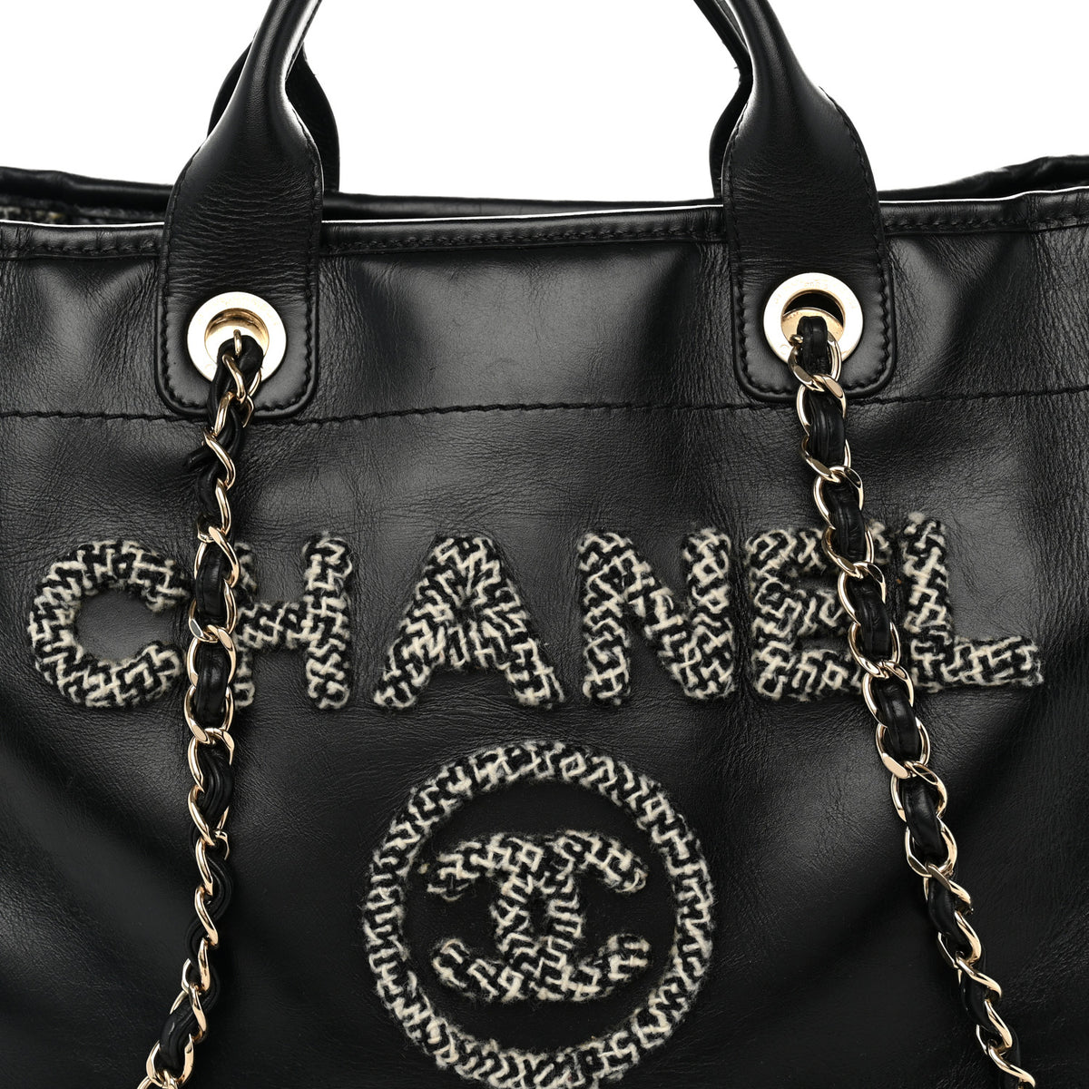 Calfskin Tweed Medium Deauville Tote Black Multicolor