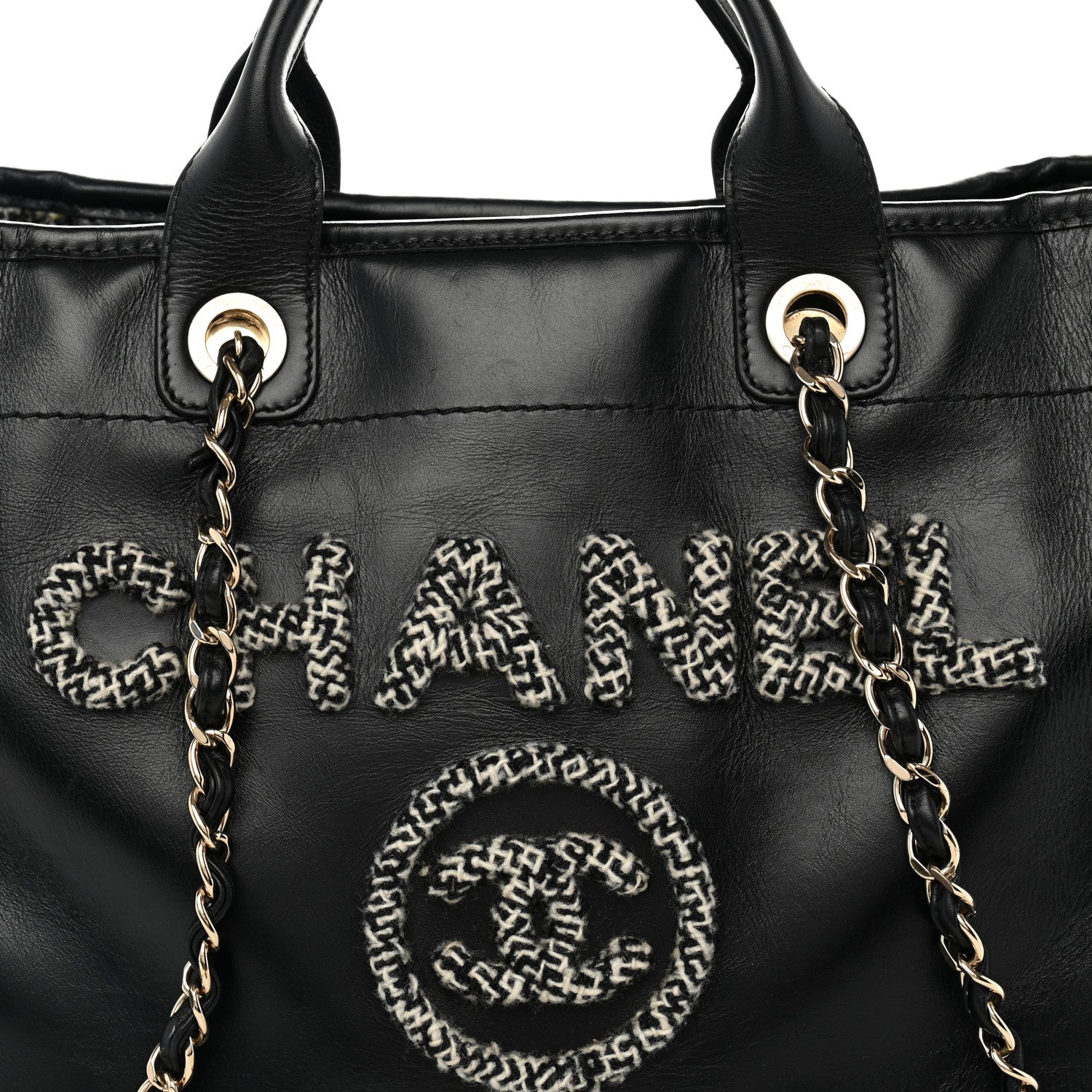 Chanel Calfskin Tweed Medium Deauville Tote Black Multicolor 9 of 13