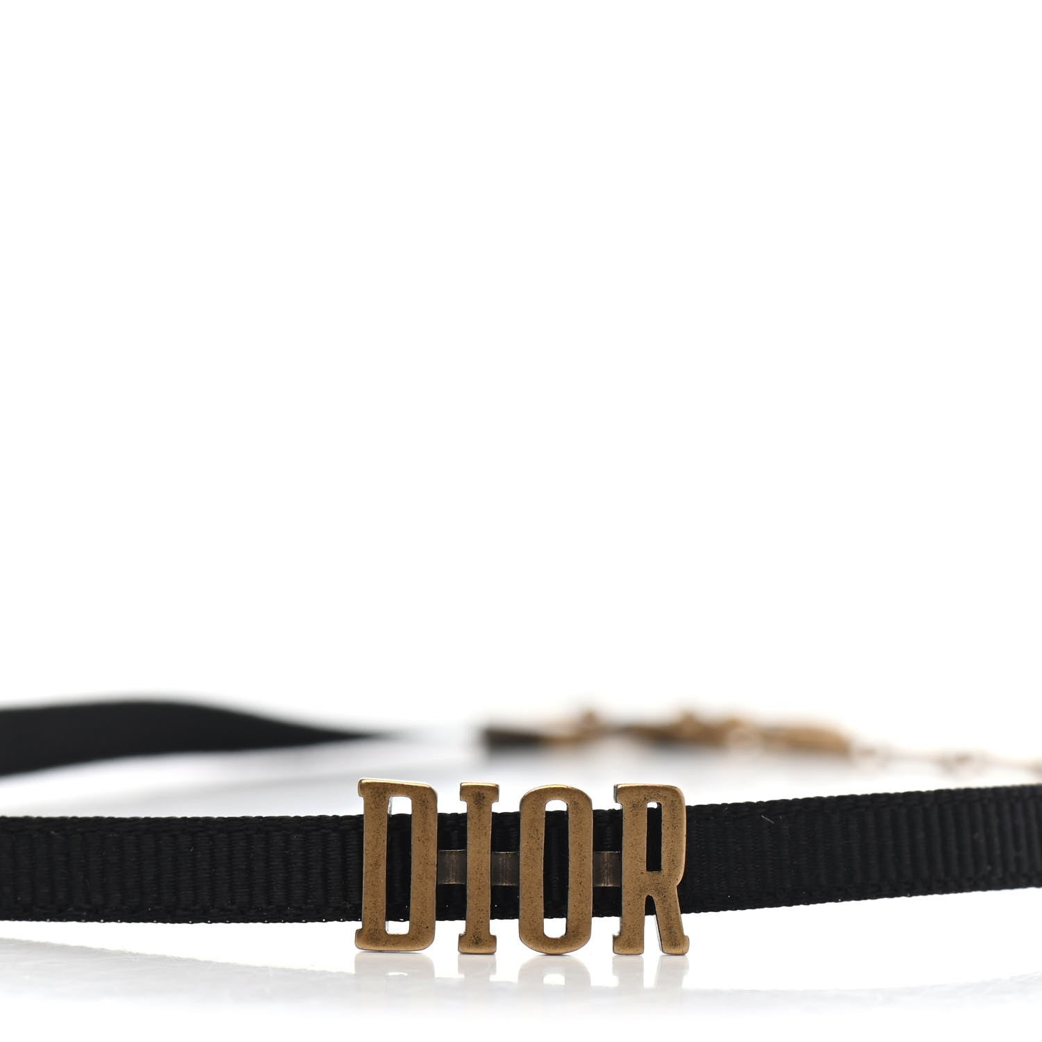 Christian Dior Grosgrain Ribbon Dior Logo Choker Necklace Black 2 of 3
