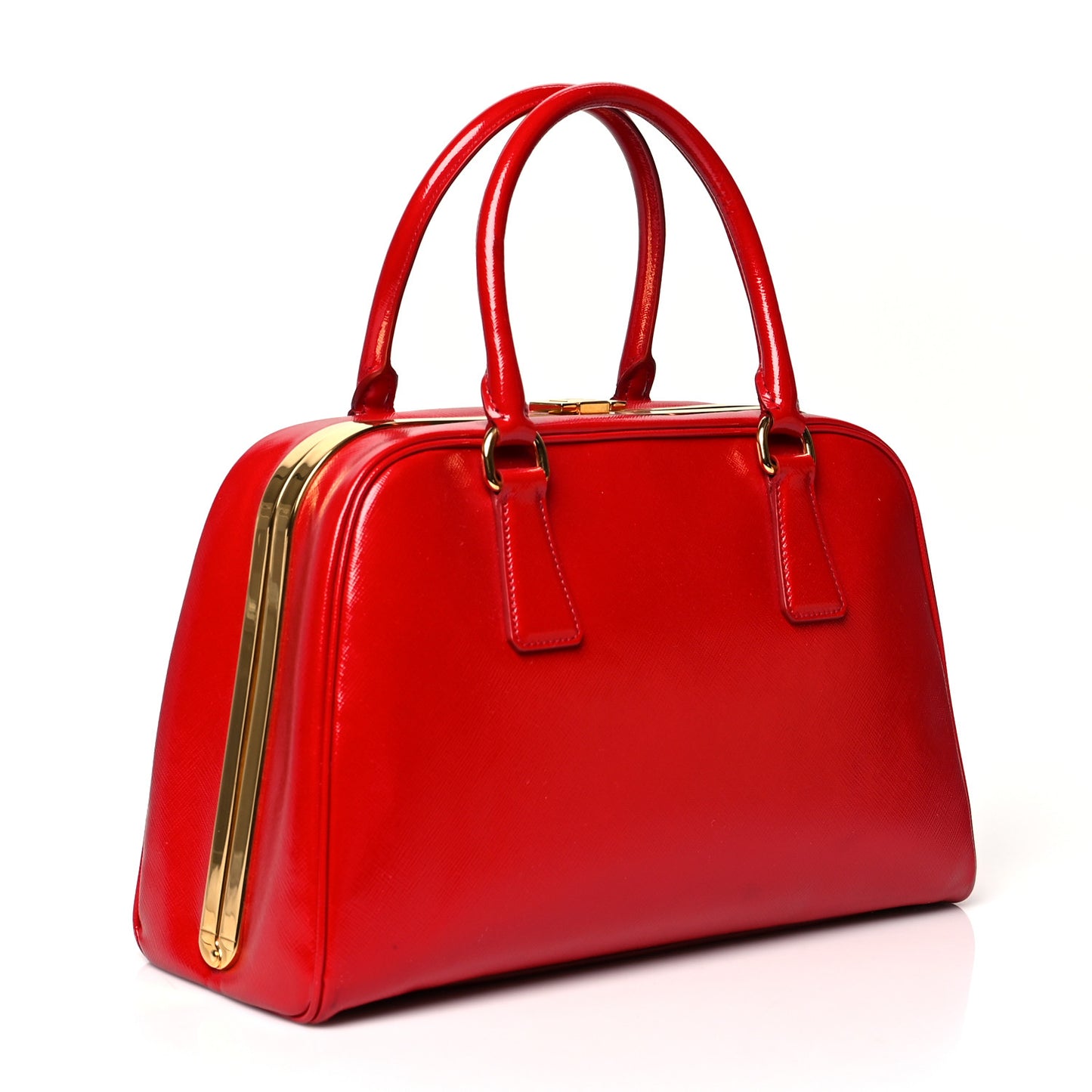 Saffiano Vernice Pyramid Bag Rosso