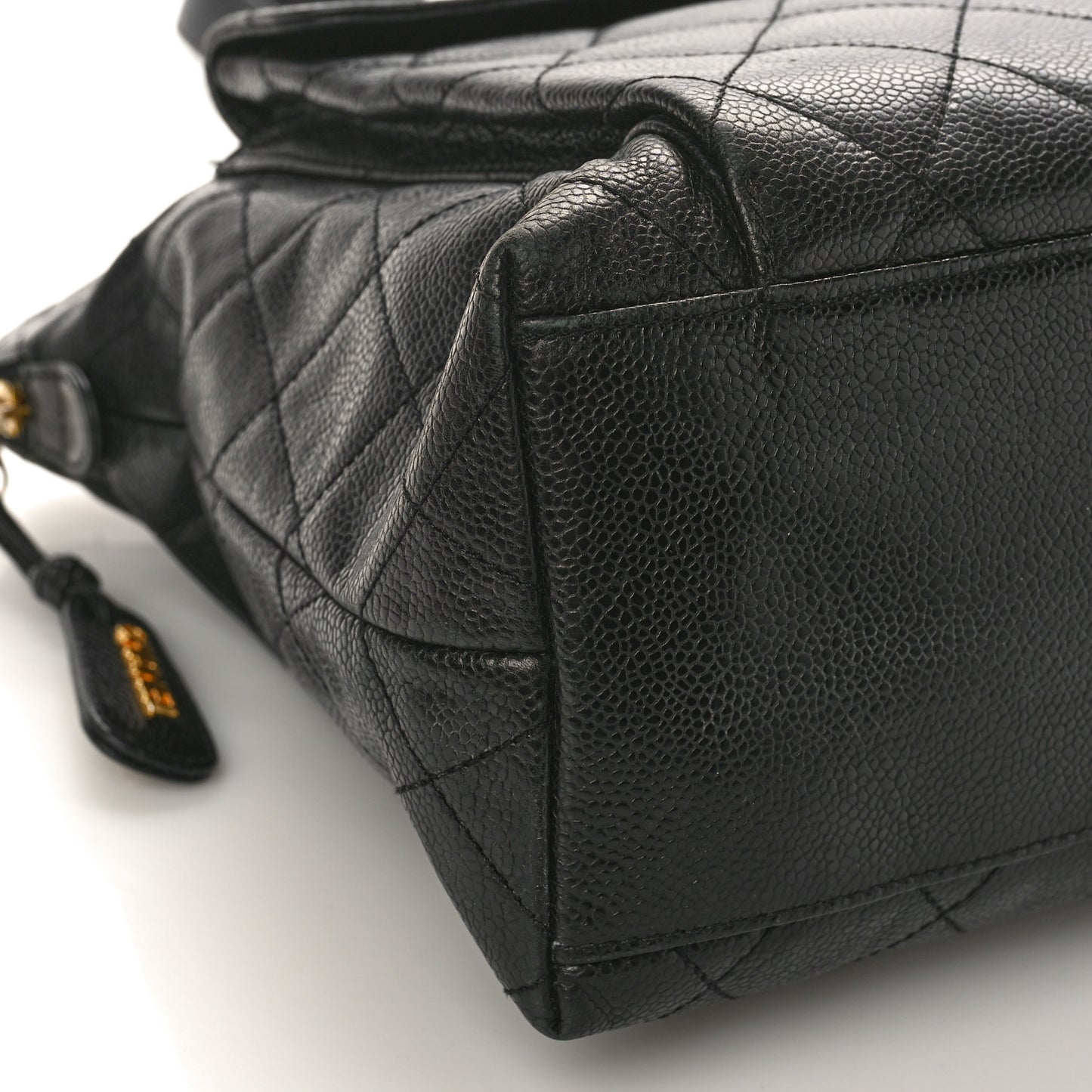 Caviar Quilted Flap Shoulder Bag Black