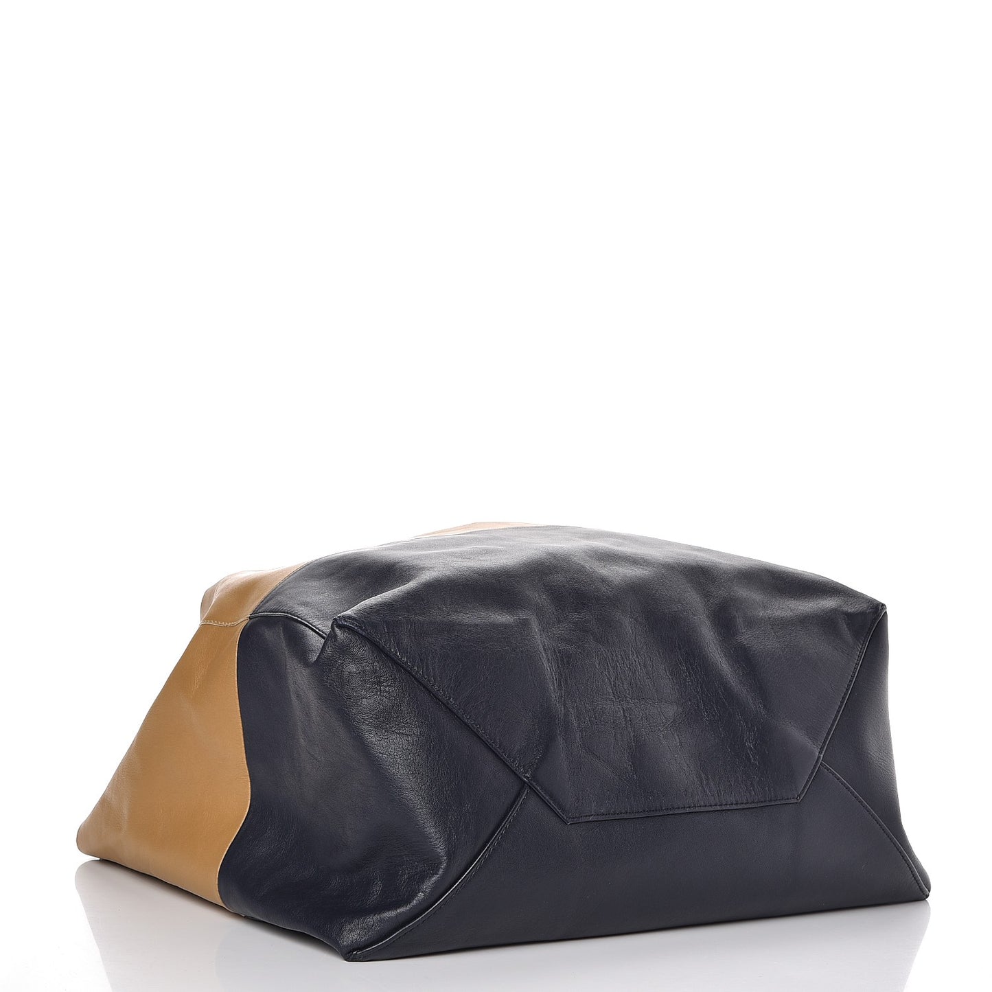 Lambskin Horizontal Bicolor Cabas Camel Midnight