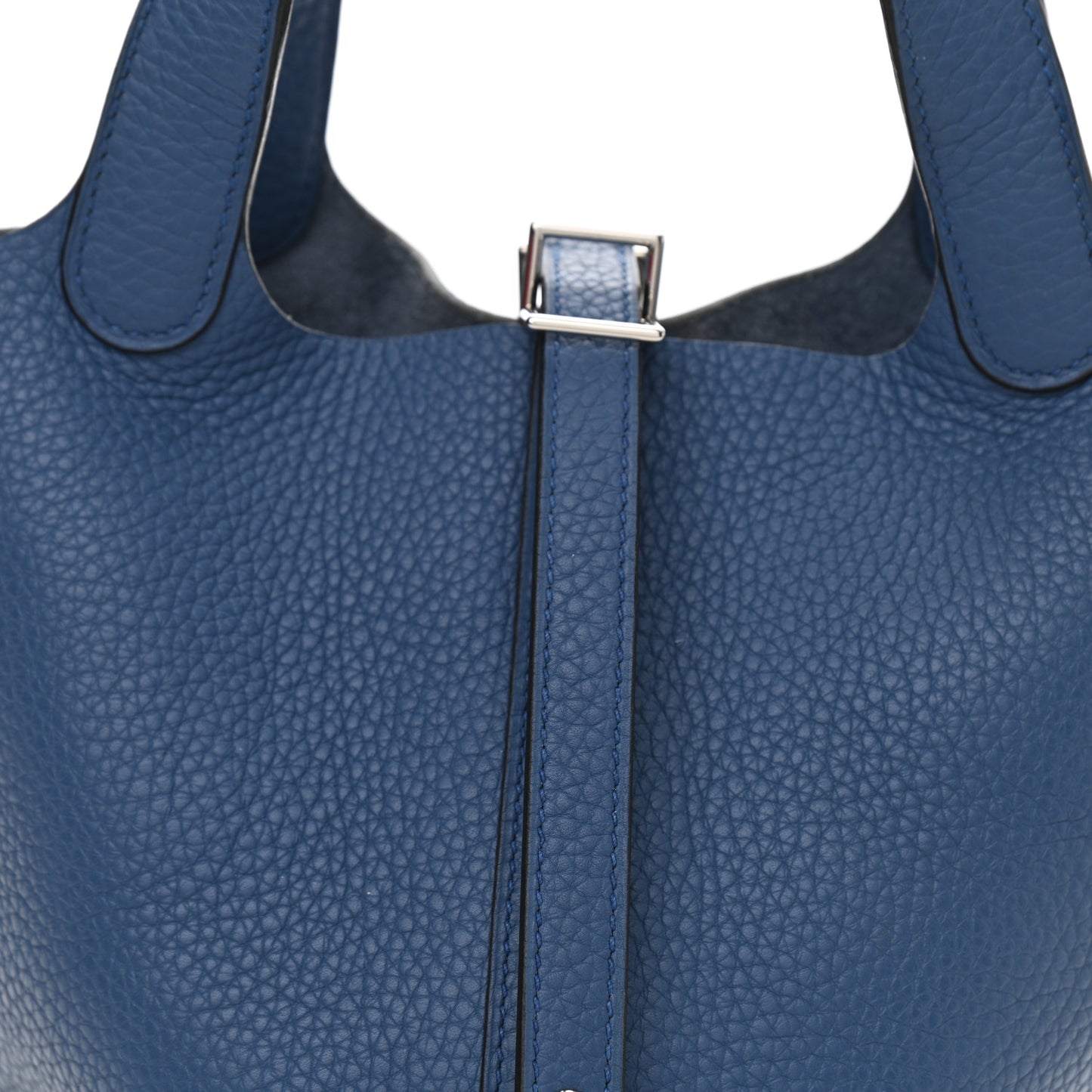 Taurillon Clemence Picotin Lock 18 PM Bleu Agate