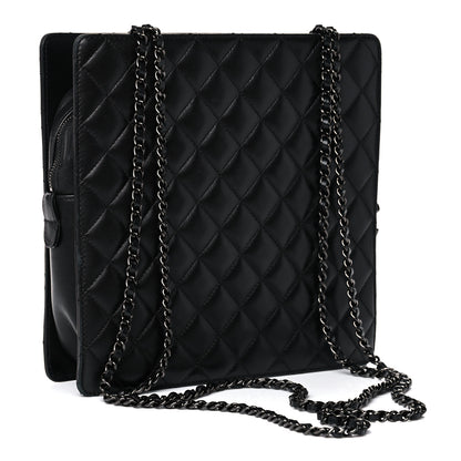 Chanel Lambskin Quilted Square Shopping Tote So Black 3 of 13