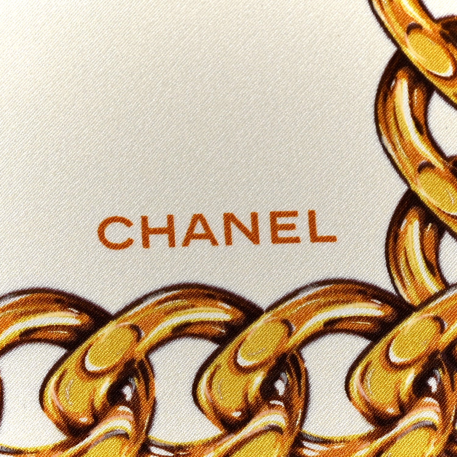 Chanel Silk CC Floral Chain Square Scarf Light Beige Golden Multicolor 2 of 3