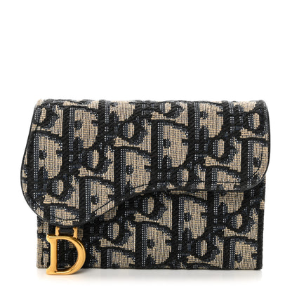 Christian Dior Oblique Saddle 5-Gusset Card Holder Blue 1 of 9