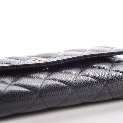 Chanel Caviar Quilted Large Gusset Flap Wallet Black 10 of 11