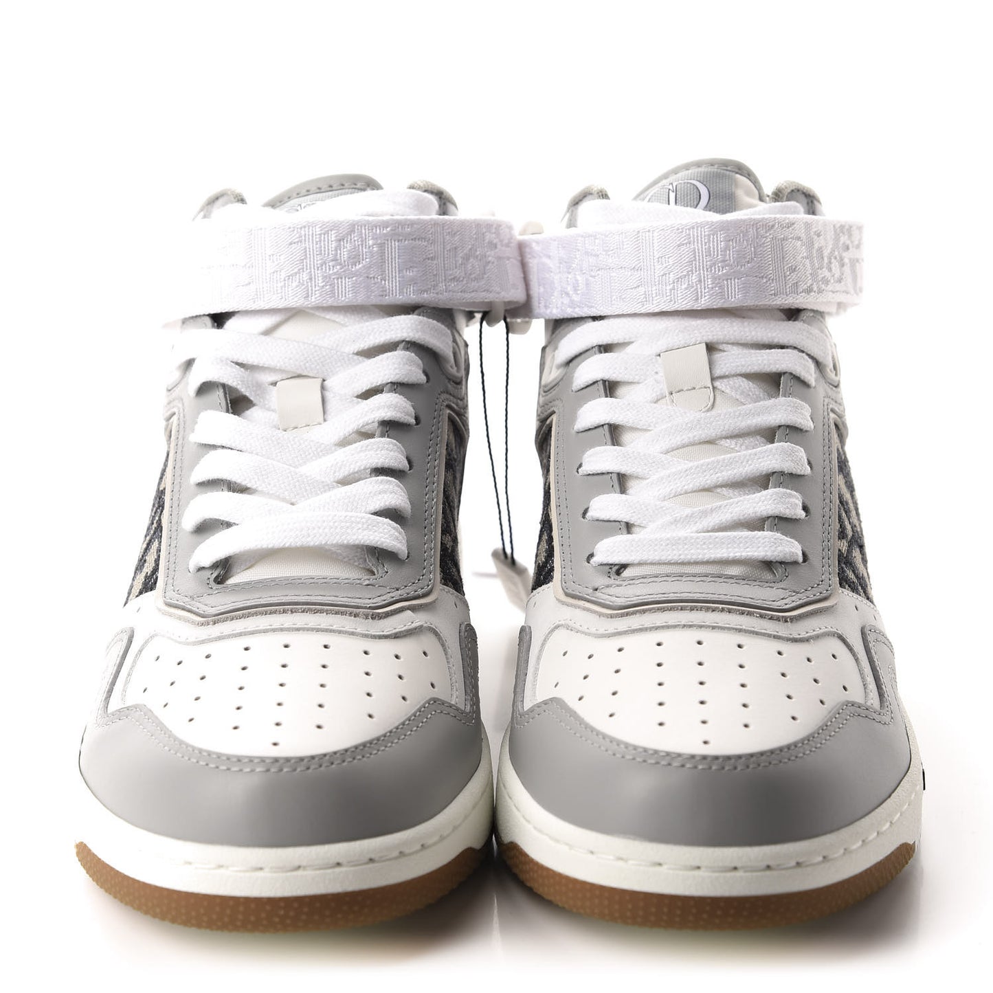 Smooth Calfskin Jacquard Oblique Mens B27 Mid Top Sneakers 40 Beige Blue