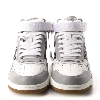 Christian Dior Smooth Calfskin Jacquard Oblique Mens B27 Mid Top Sneakers 40 Beige Blue 2 of 9