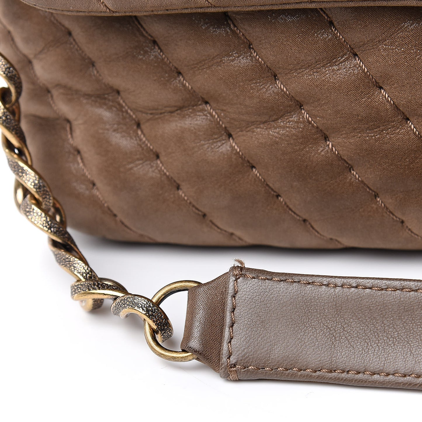 Calfskin Surpique Chevron Jumbo Flap Brown