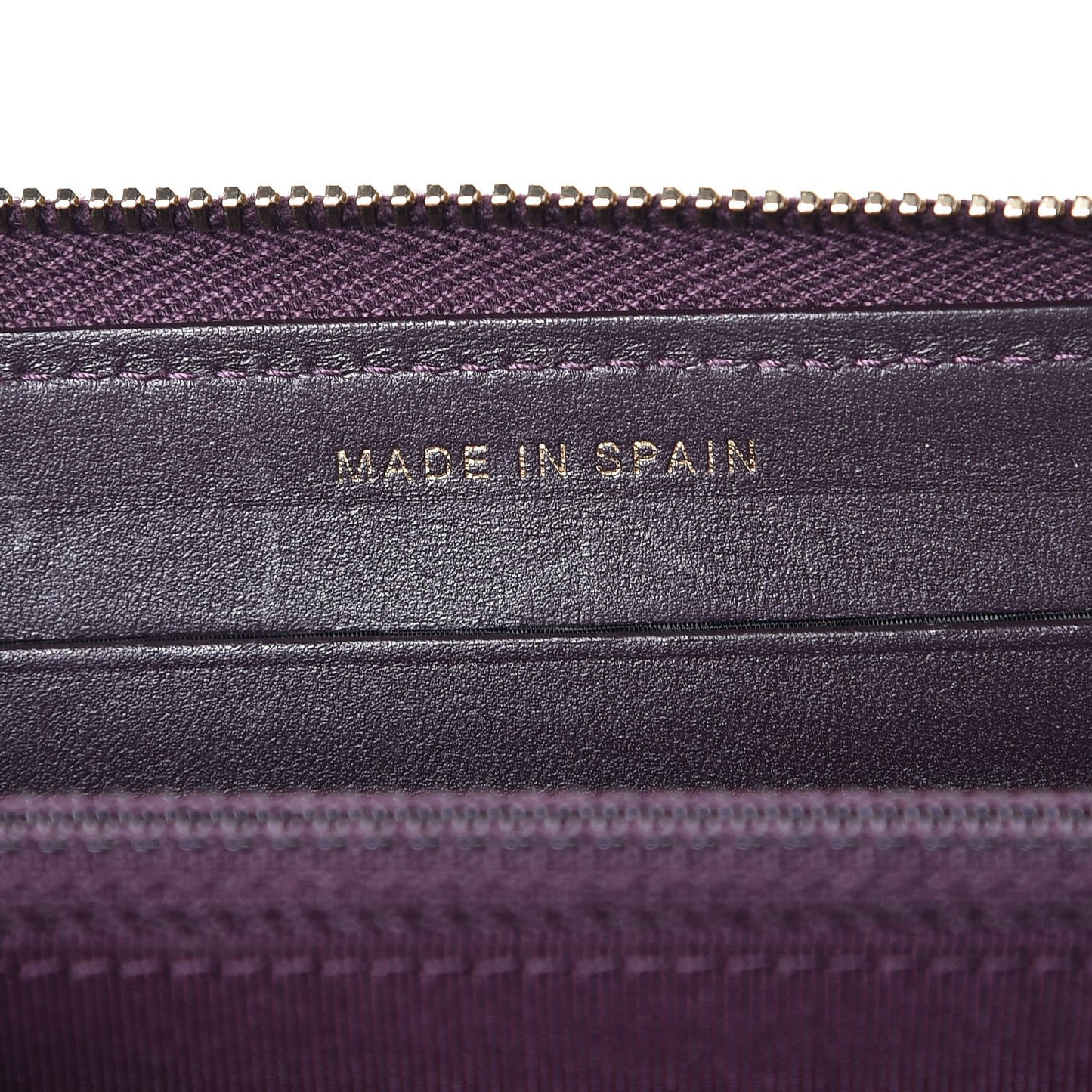 Lambskin Quilted Small Zip Around Wallet Dark Purple