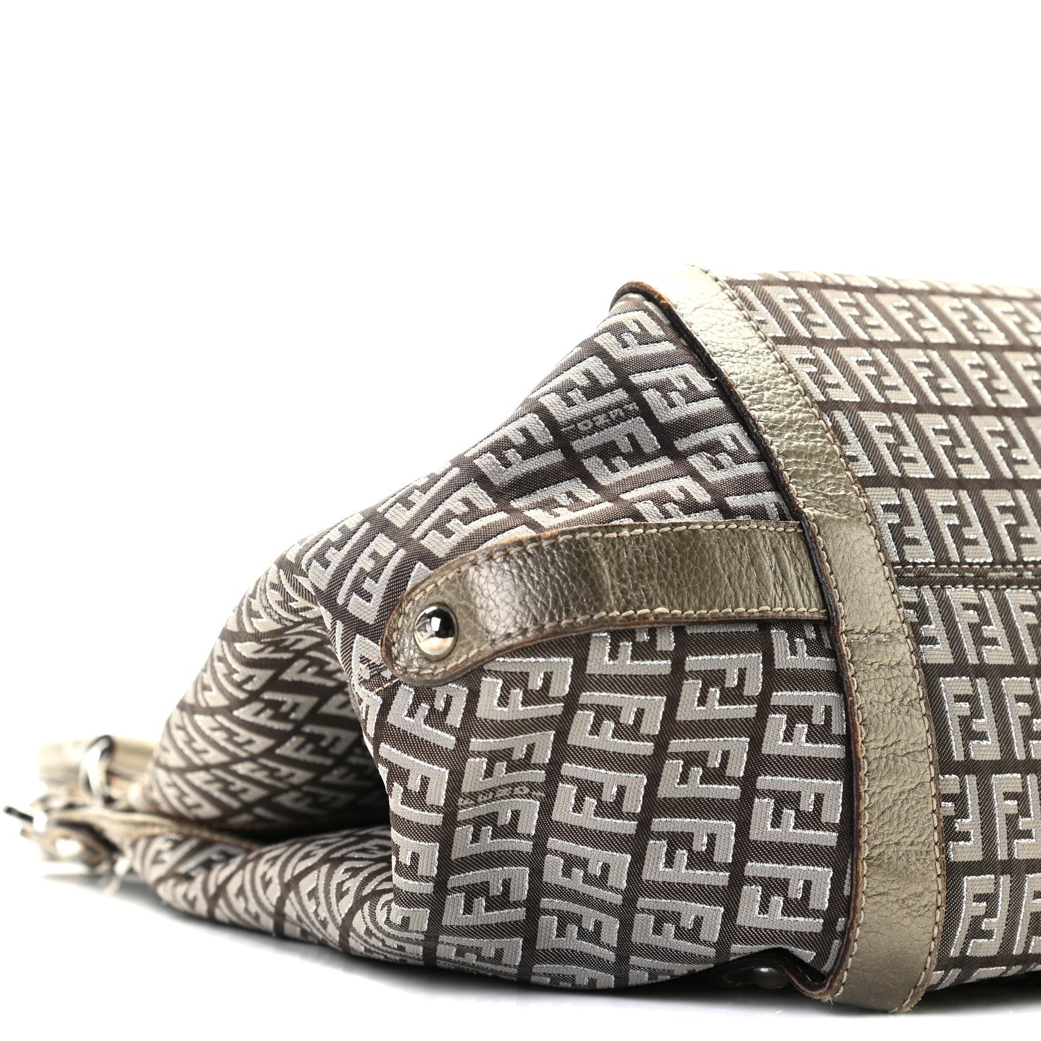 Fendi Zucchino Vachetta Shoulder Bag Caffe Argilla Canna di Fucile 6 of 15