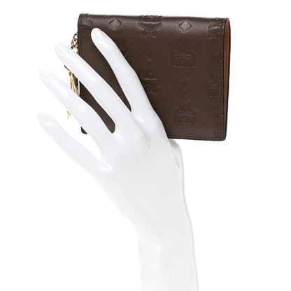 MCM Calfskin Ottomar Monogram Bi-Fold Wallet Black Beige 2 of 8