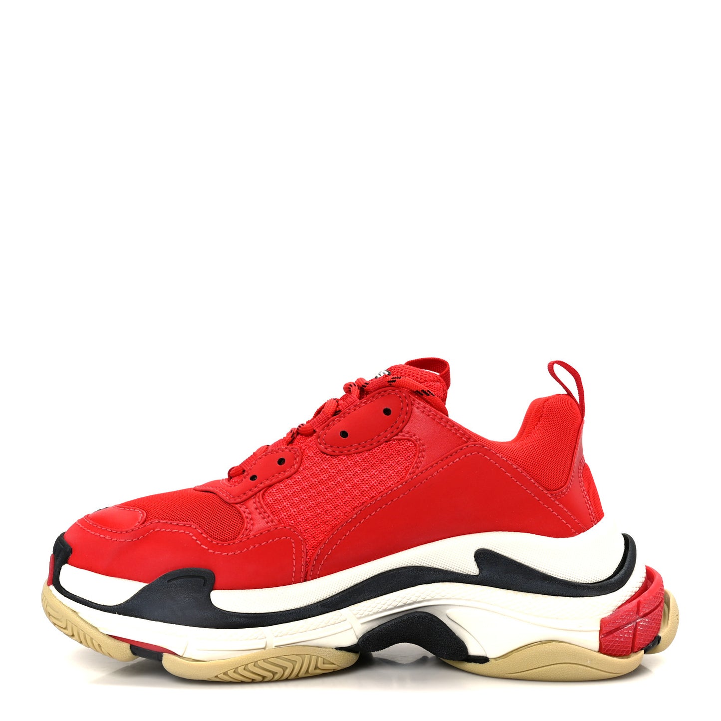 Washed Effect Fabric Mesh Mens Triple S Sneakers 41 Red Black