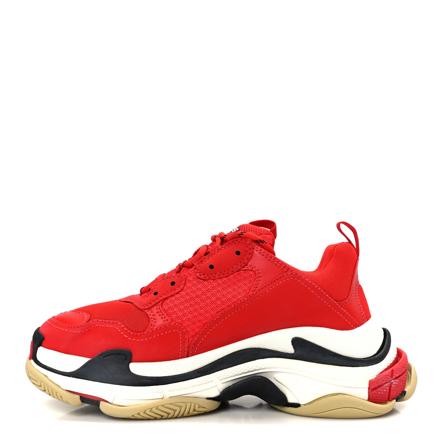 Balenciaga Washed Effect Fabric Mesh Mens Triple S Sneakers 41 Red Black 1 of 10
