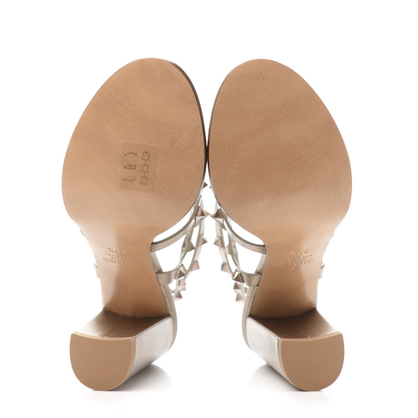 Metallic Calfskin Rockstud 90mm City Sandals 37.5 Skin