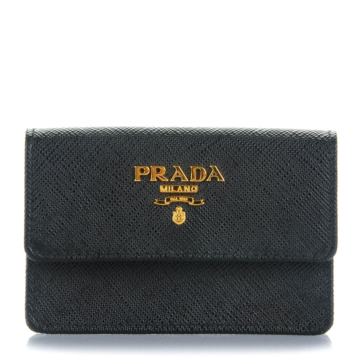 Prada Saffiano Metal Flap Card Holder Black 1 of 7