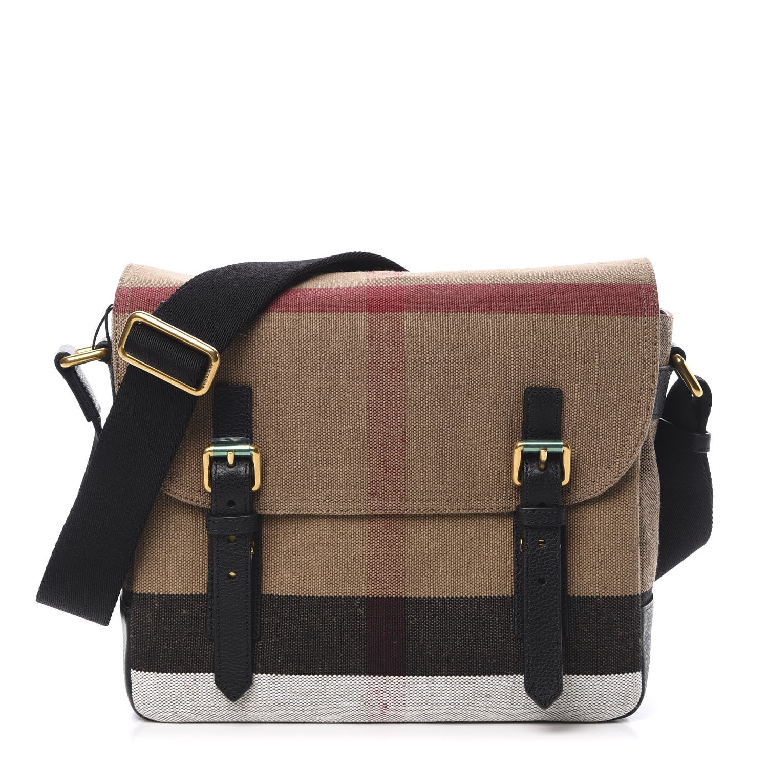 Burberry Canvas Mega Check Large Baildon Messenger Bag Black 1 of 11