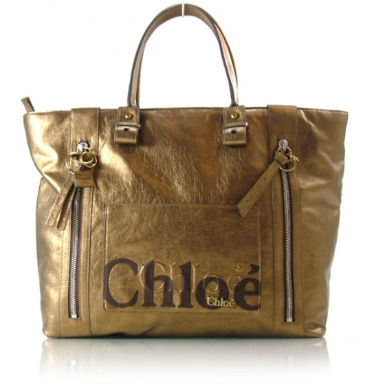 Chloe Leather Logo XL Shopper Tote Bronze 1 of 11
